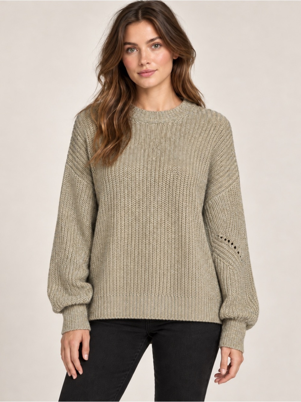H&M Metallic Thread elevated basic Chunky Knit Crewneck Sweater understated glam